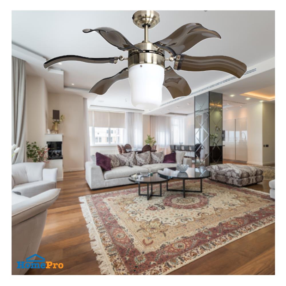 พัดลมโคมไฟ WINFAVOUR SA21 42 นิ้ว สีทองรมดำ 1 หัว