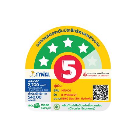 ตู้เย็น MULTI DOOR HITACHI RWB640VF GBK 20.1 คิว กระจกดำ อินเวอร์เตอร์_2