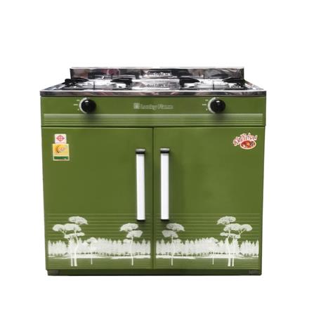 เตาแก๊สตั้งพื้น 2 หัว LUCKY FLAME HQ-204 สีเขียว