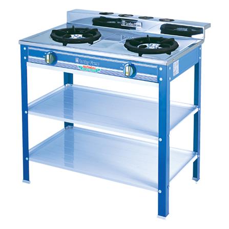 เตาแก๊สตั้งพื้น 2 หัว LUCKY FLAME LF-402 สีน้ำเงิน