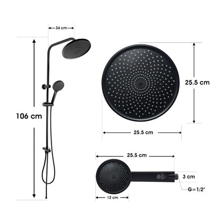 ฝักบัว RAIN SHOWER DMG GL-9101 สีดำ_2