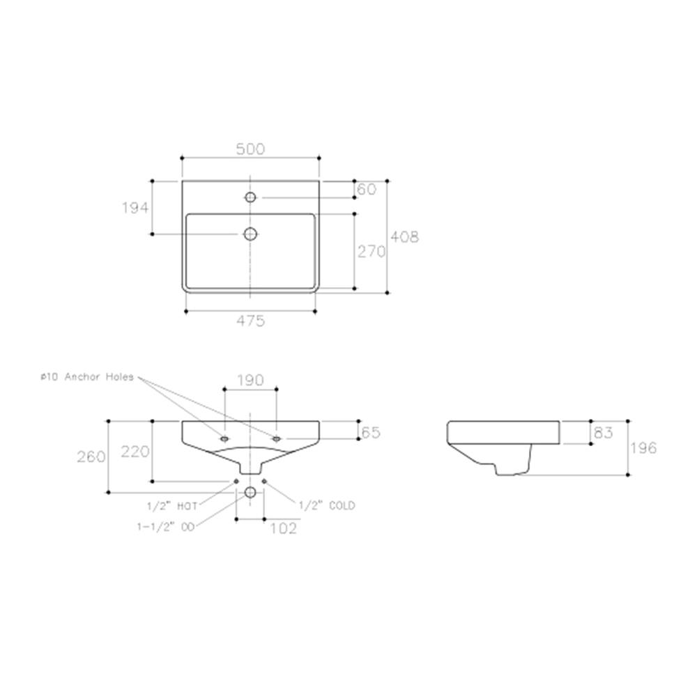 อ่างล้างหน้าแบบแขวน KARAT K-24514X-1-WK สีขาว