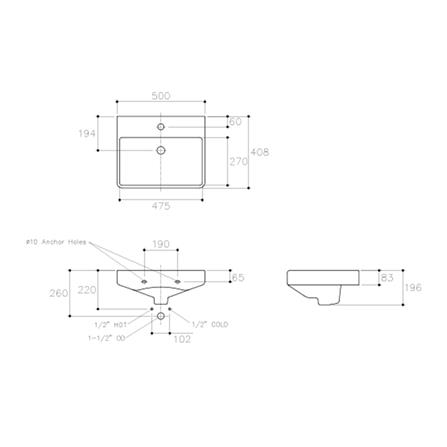 อ่างล้างหน้าแบบแขวน KARAT K-24514X-1-WK สีขาว_1