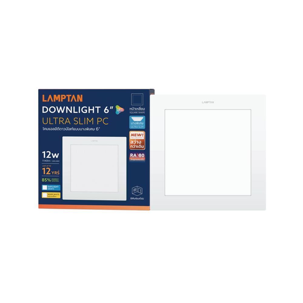 ดาวน์ไลท์ LED LAMPTAN ULTRA SLIM PC 6 นิ้ว 12 วัตต์ WARM WHITE สีขาว