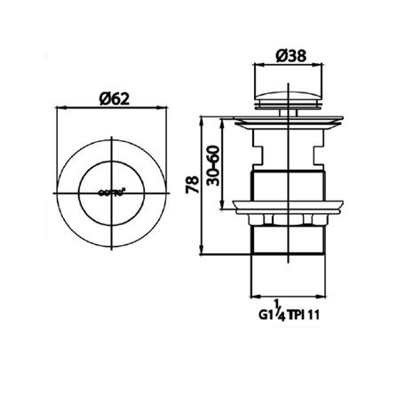สะดืออ่างล้างหน้าแบบกด COTTO CT6702(HM)_1