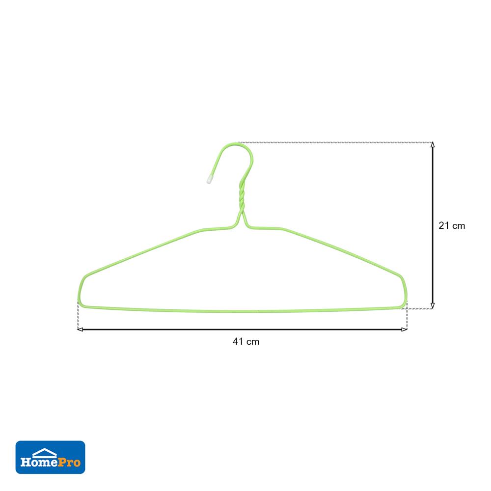 ไม้แขวนเสื้อเคลือบ PVC PLIM สีเขียว แพ็ก 12 ชิ้น