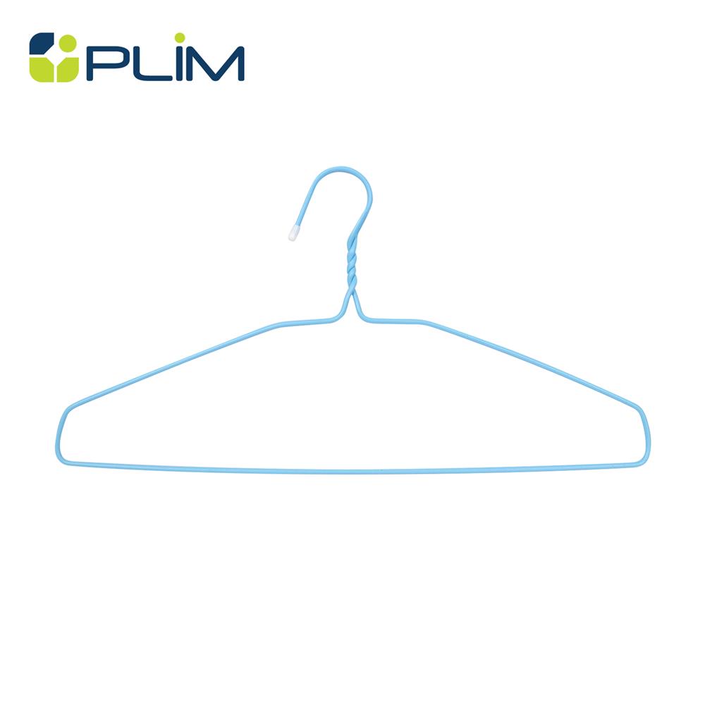 ไม้แขวนเสื้อเคลือบ PVC PLIM สีฟ้า แพ็ก 12 ชิ้น