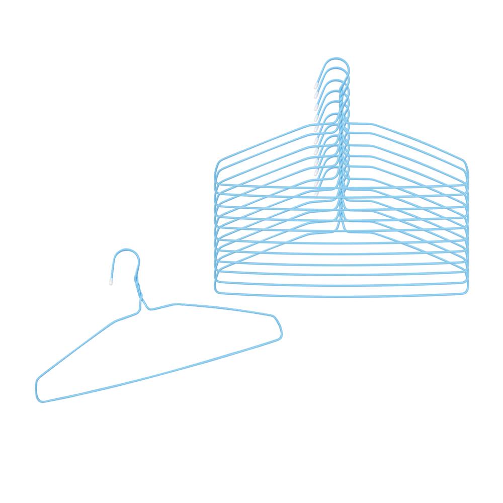 ไม้แขวนเสื้อเคลือบ PVC PLIM สีฟ้า แพ็ก 12 ชิ้น