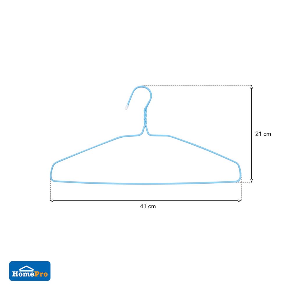 ไม้แขวนเสื้อเคลือบ PVC PLIM สีฟ้า แพ็ก 12 ชิ้น