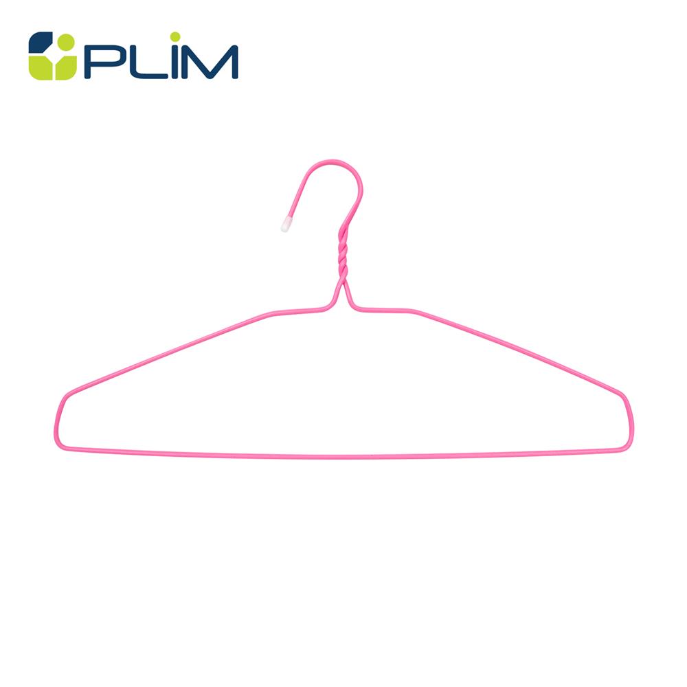 ไม้แขวนเสื้อเคลือบ PVC PLIM สีชมพู แพ็ก 12 ชิ้น