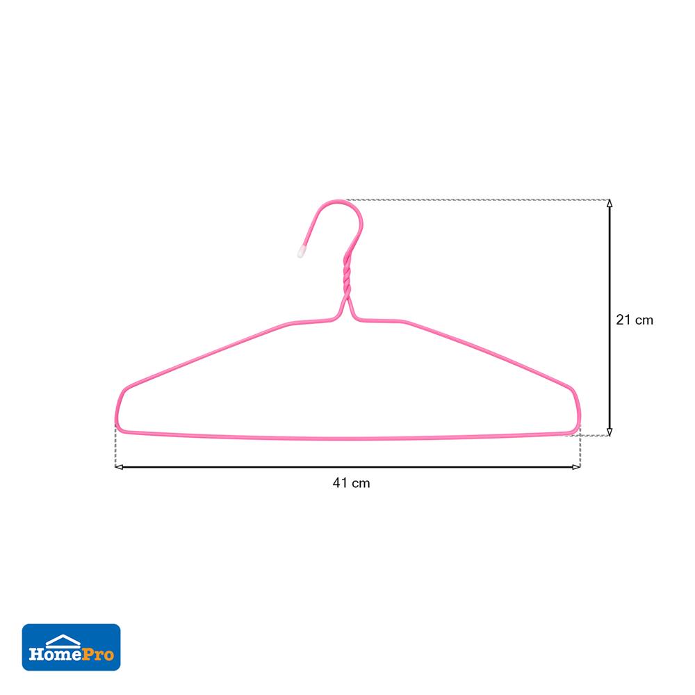 ไม้แขวนเสื้อเคลือบ PVC PLIM สีชมพู แพ็ก 12 ชิ้น