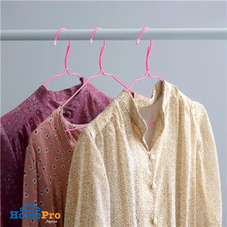 ไม้แขวนเสื้อเคลือบ PVC PLIM สีชมพู แพ็ก 12 ชิ้น_2