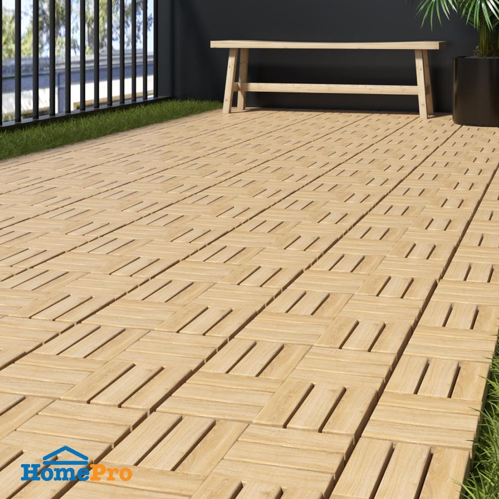 ทางเท้าไม้เต็ง 4 ลายสลับ SPRING 30x30 ซม. แพ็ก 4 ชิ้น