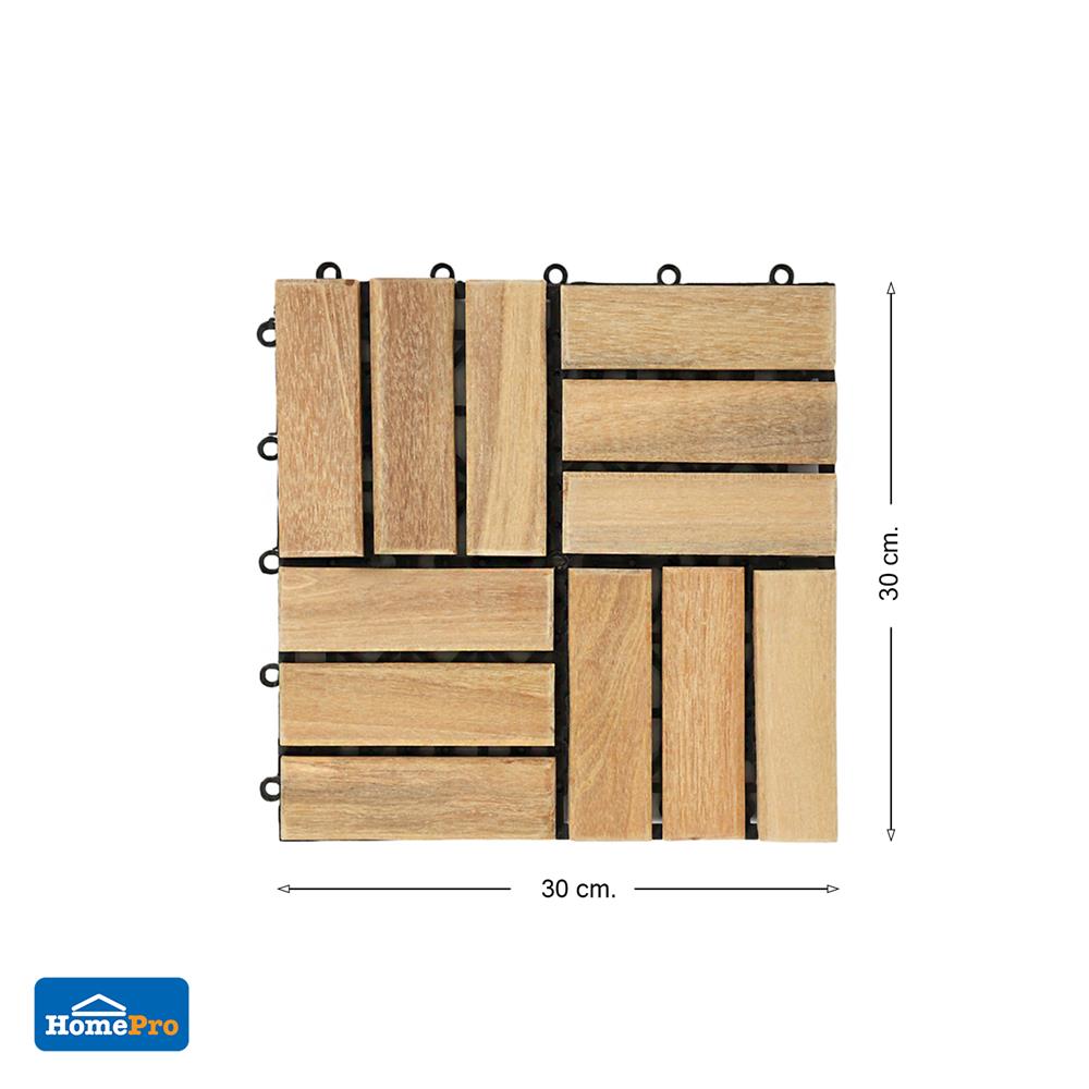 ทางเท้าไม้เต็ง 4 ลายสลับ SPRING 30x30 ซม. แพ็ก 4 ชิ้น