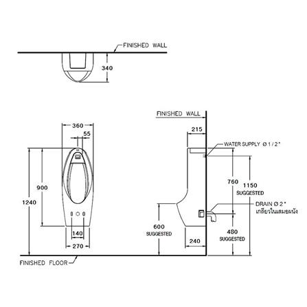 โถปัสสาวะชายอัตโนมัติ COTTO C31237(AC) สีขาว_1