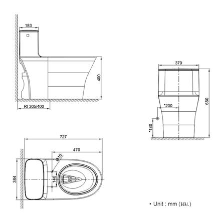 สุขภัณฑ์ 1 ชิ้น AMERICAN STANDARD 2006TSC-WT-0 4.8L สีขาว_1