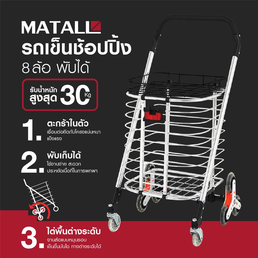 รถเข็นช้อปปิ้งพับได้ 8 ล้อ MATALL Z11 30 กก.