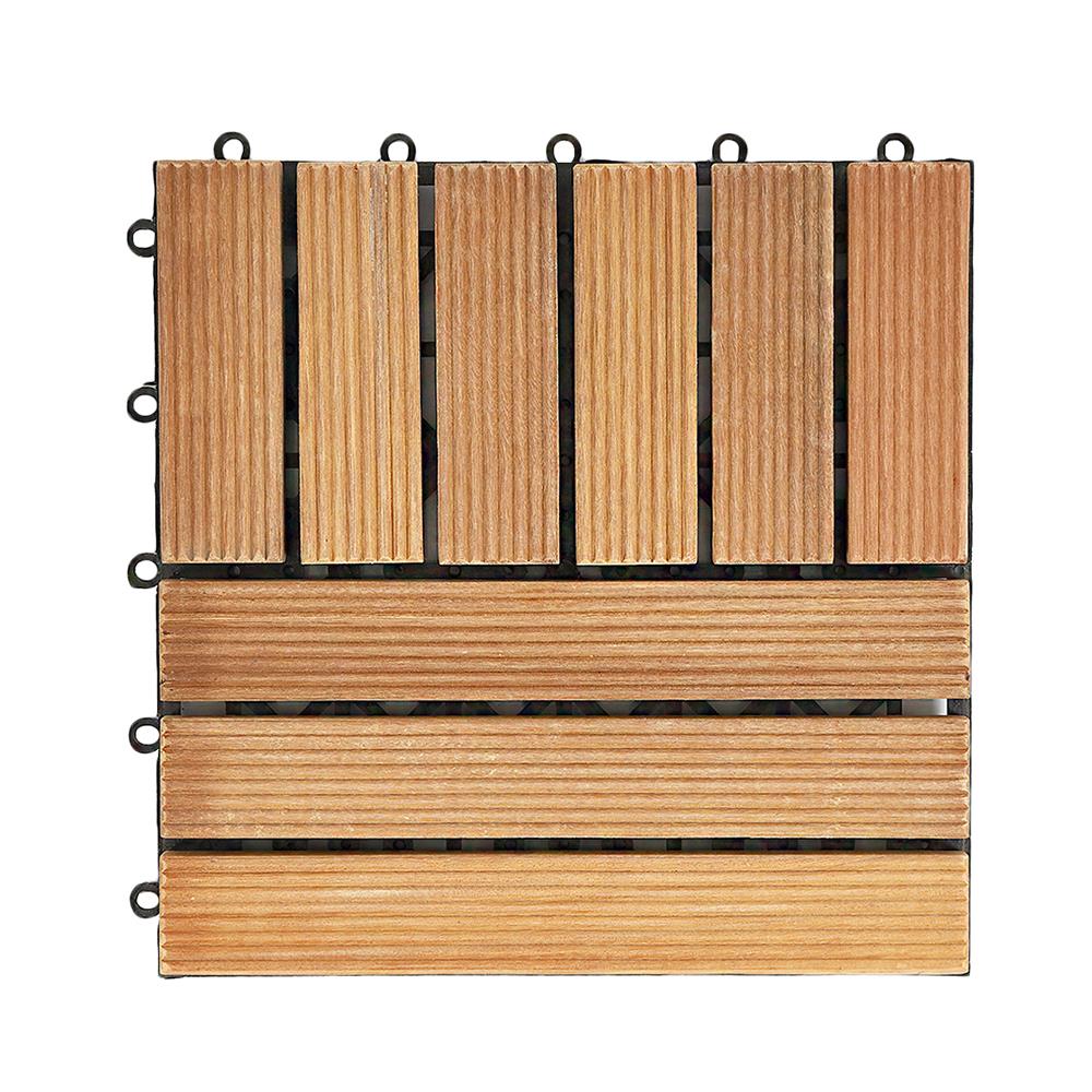 ทางเท้าไม้เต็ง 2 ลายสลับ SPRING 30x30 ซม. แพ็ก 4 ชิ้น