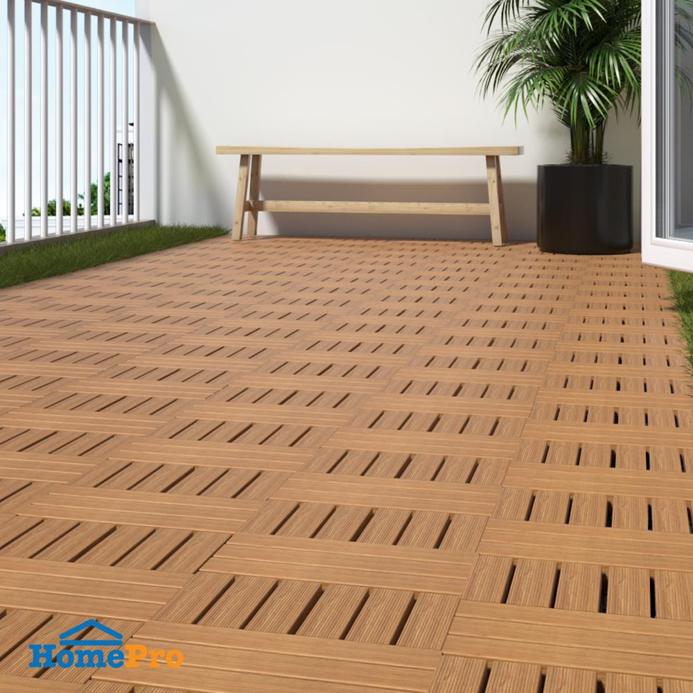 ทางเท้าไม้เต็ง 2 ลายสลับ SPRING 30x30 ซม. แพ็ก 4 ชิ้น