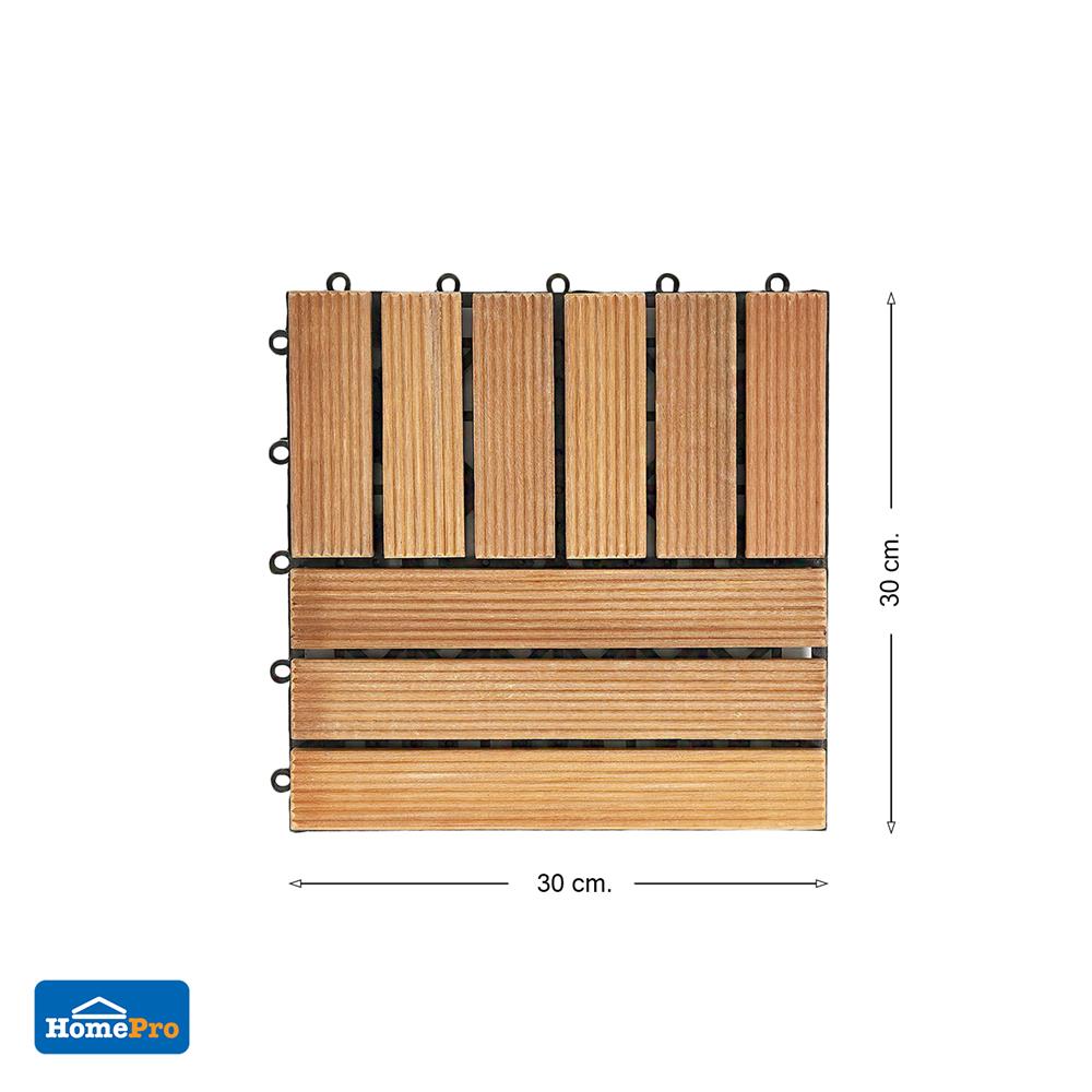 ทางเท้าไม้เต็ง 2 ลายสลับ SPRING 30x30 ซม. แพ็ก 4 ชิ้น