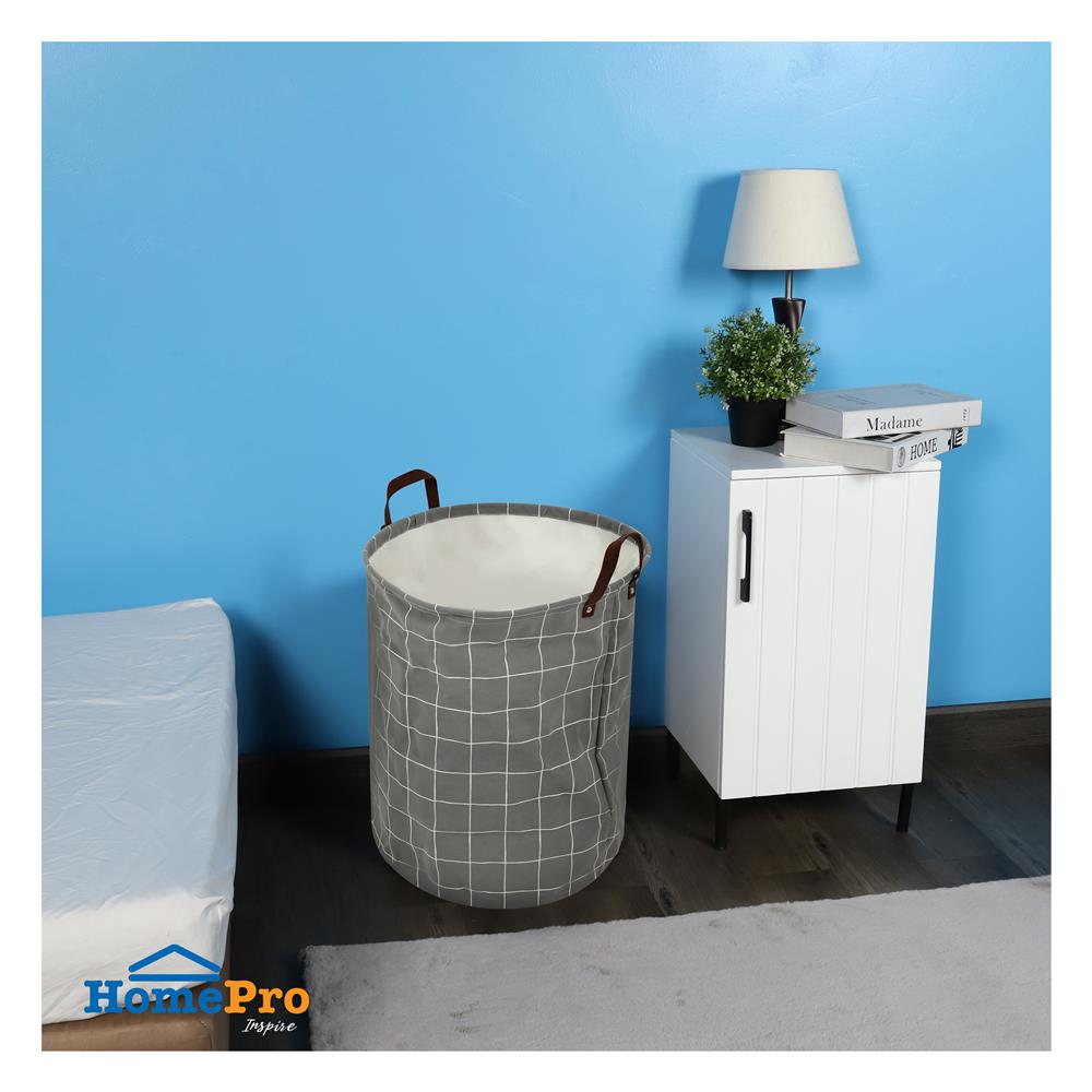 ถังผ้ากลม PLIM SIMPLE LINE สีเทา