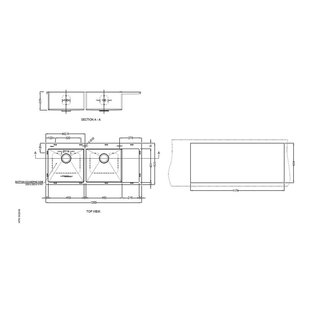 ซิงค์ฝังสแควร์ 2หลุม 1ที่พัก HAFELE MARIA 495.39.605 สเตนเลส