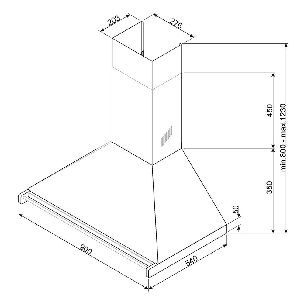 เครื่องดูดควันกระโจม SMEG KD90HXE 90 ซม.