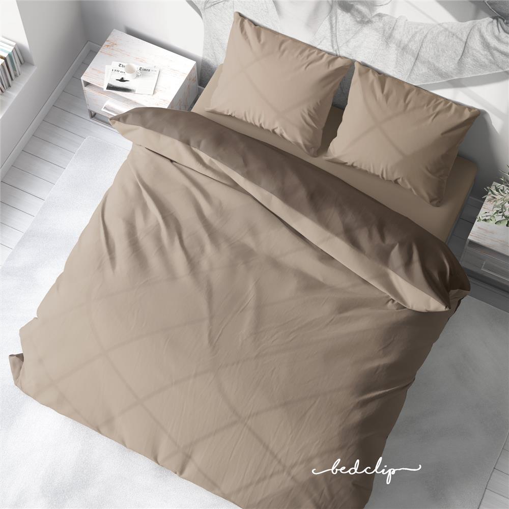 ชุดผ้าปูที่นอน 6 ฟุต 3 ชิ้น BED CLIP MICROTEX สีครีม
