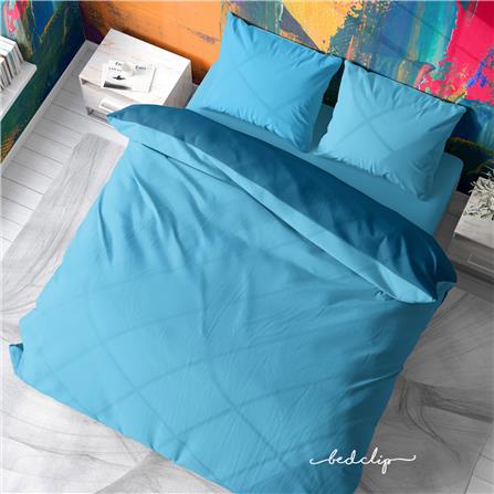 ชุดผ้าปูที่นอน 6 ฟุต 3 ชิ้น BED CLIP MICROTEX สีฟ้าอ่น