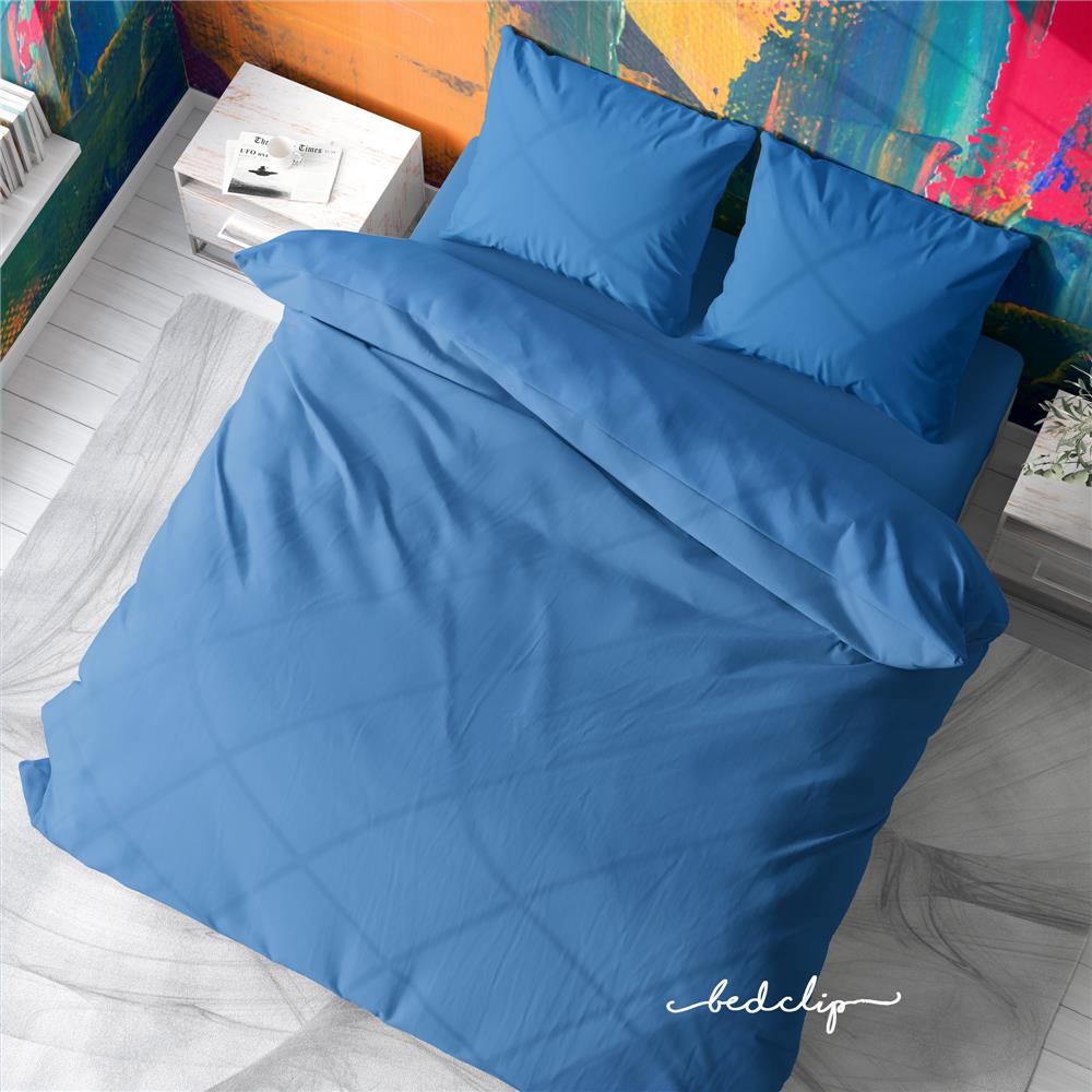 ชุดผ้าปูที่นอน 5 ฟุต 3 ชิ้น BED CLIP MICROTEX สีฟ้าพาสเทล