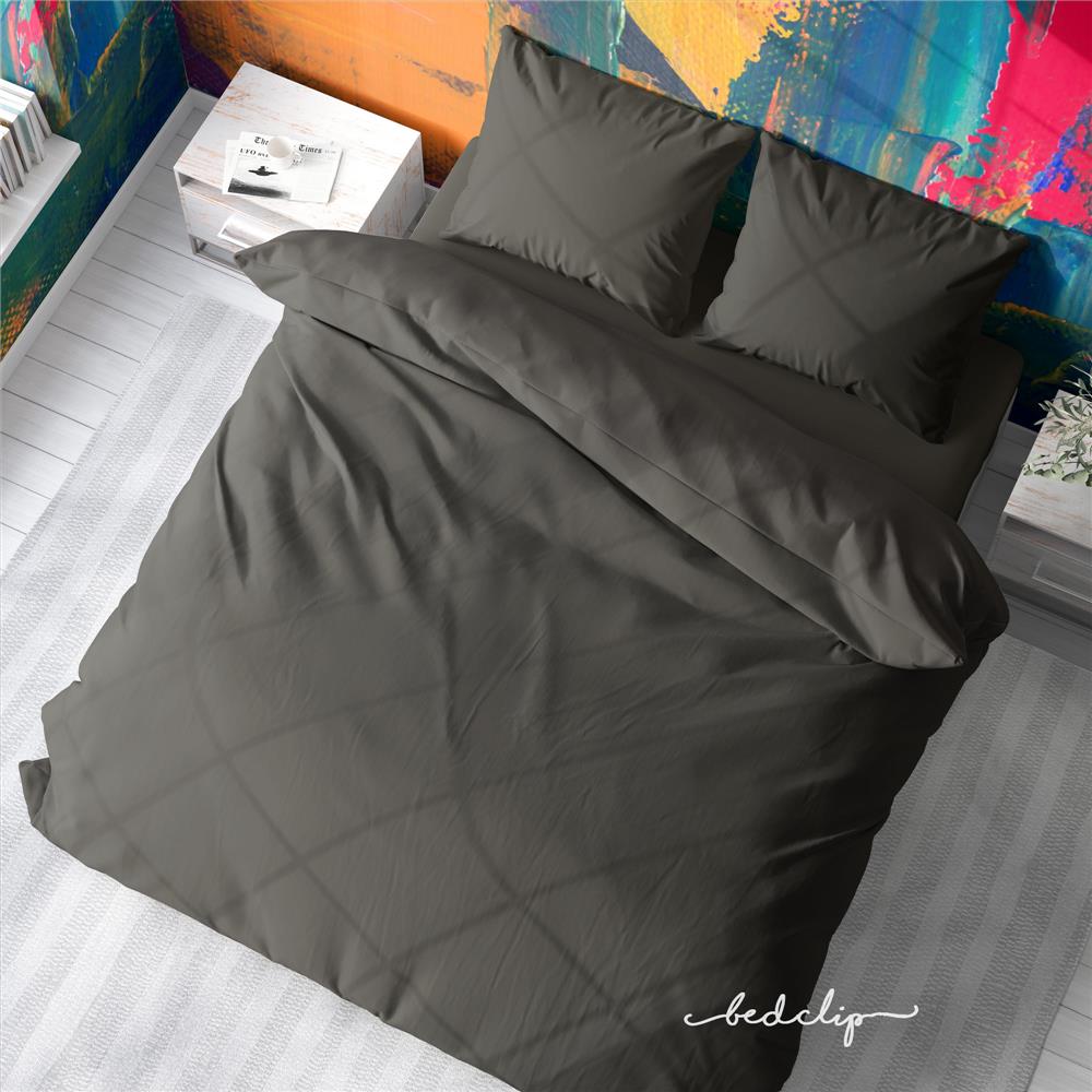 ชุดผ้าปูที่นอน 3.5 ฟุต 2 ชิ้น BED CLIP MICROTEX สีเทาเข้ม