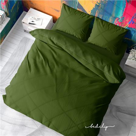 ชุดผ้าปูที่นอน 5 ฟุต 3 ชิ้น BED CLIP MICROTEX สีเขียวเข้ม_0