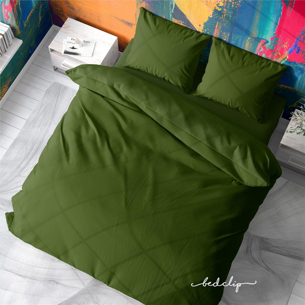 ชุดผ้าปูที่นอน 6 ฟุต 3 ชิ้น BED CLIP MICROTEX สีเขียวเข้ม