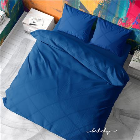 ชุดผ้าปูที่นอน 6 ฟุต 3 ชิ้น BED CLIP MICROTEX สีฟ้าเข้ม_0