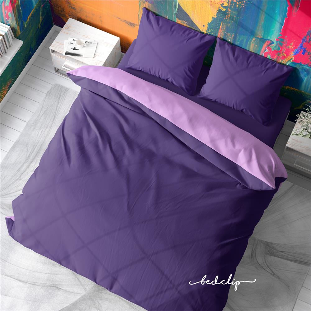 ชุดผ้าปูที่นอน 5 ฟุต 3 ชิ้น BED CLIP MICROTEX สีม่วงพาสเทล
