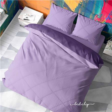 ชุดผ้าปูที่นอน 6 ฟุต 3 ชิ้น BED CLIP MICROTEX สีม่วงอ่อน
