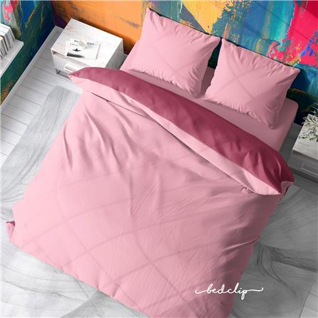 ชุดผ้าปูที่นอน 5 ฟุต 3 ชิ้น BED CLIP MICROTEX สีชมพูอ่อน_0