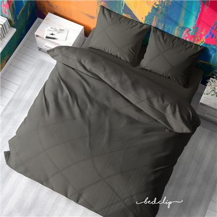 ชุดผ้าปูที่นอน 5 ฟุต 3 ชิ้น BED CLIP MICROTEX สีเทาเข้ม