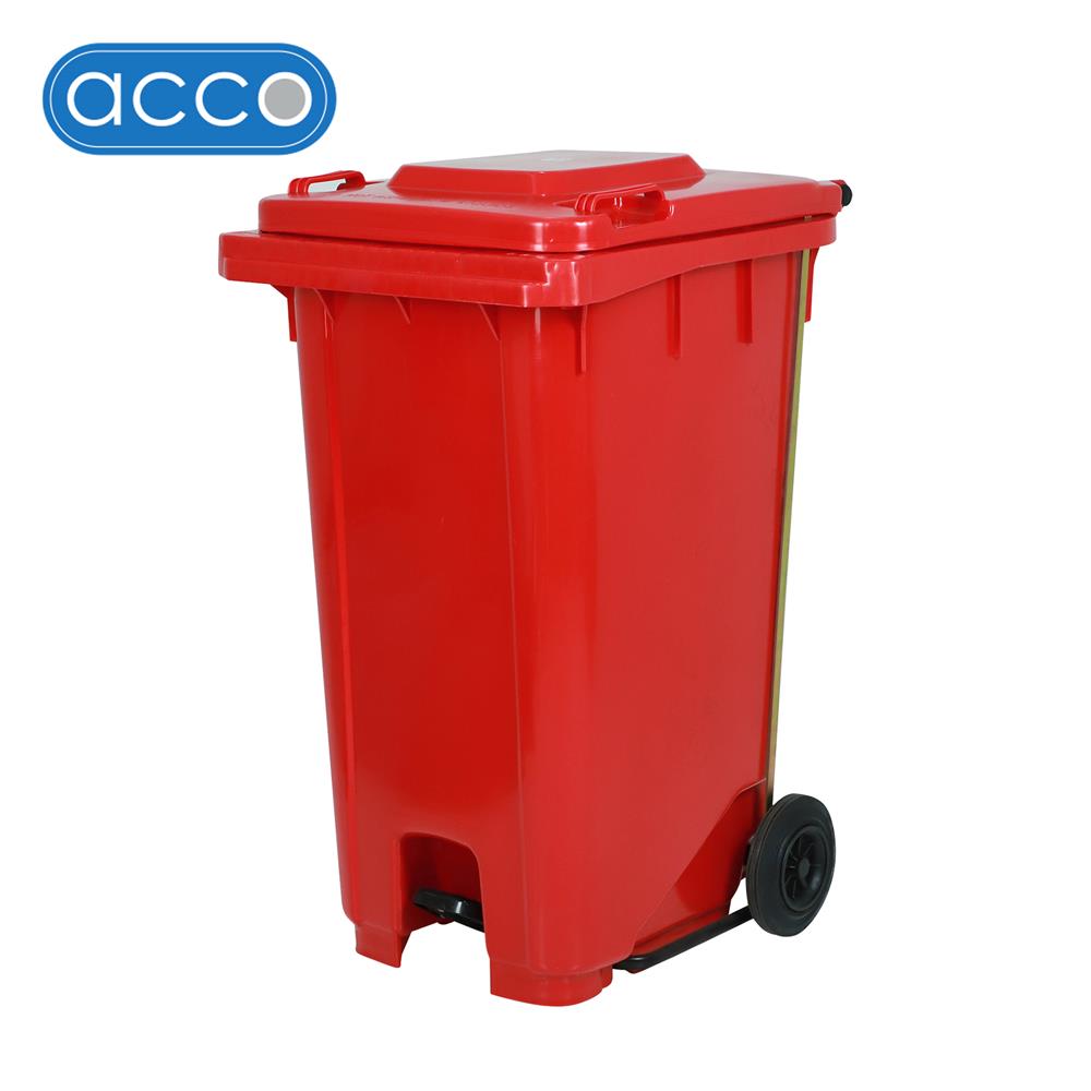 ถังขยะเหลี่ยมขาเหยียบ ฝาเปิด-ปิด ACCO 240 ลิตร สีแดง_1