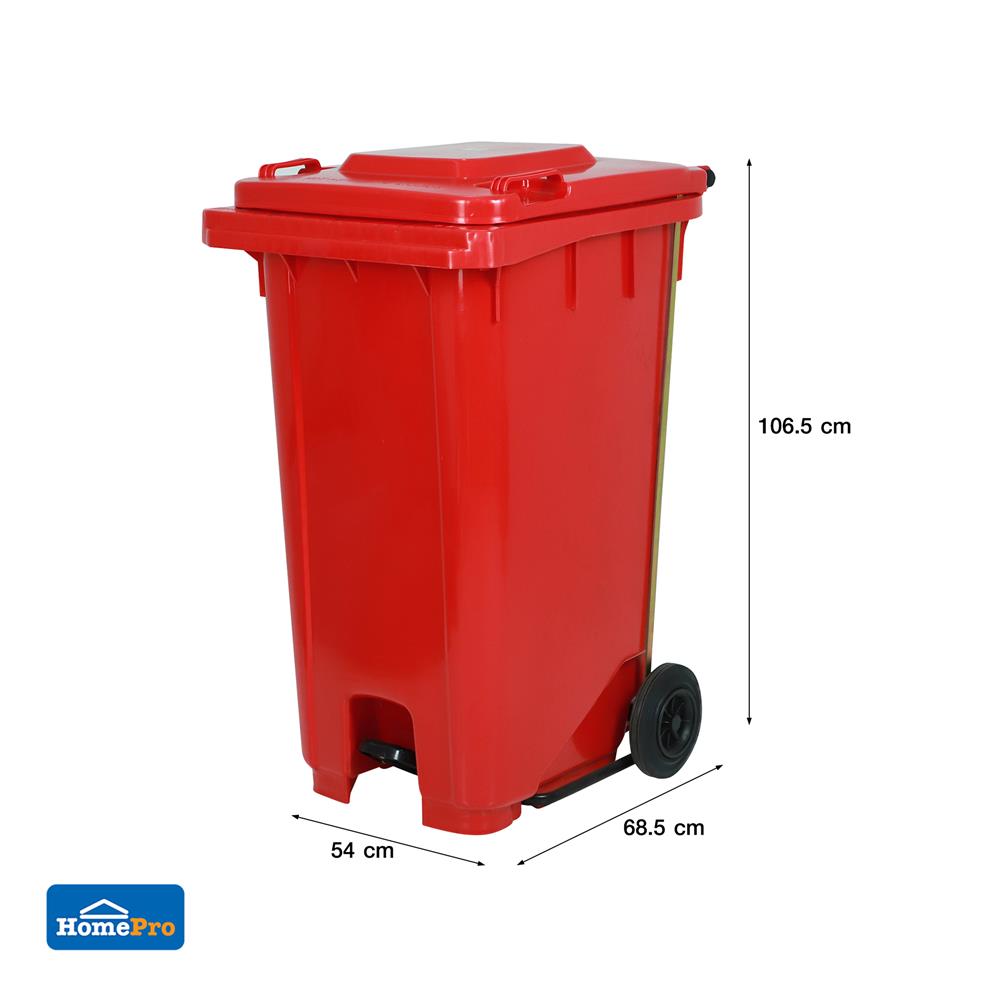 ถังขยะเหลี่ยมขาเหยียบ ฝาเปิด-ปิด ACCO 240 ลิตร สีแดง