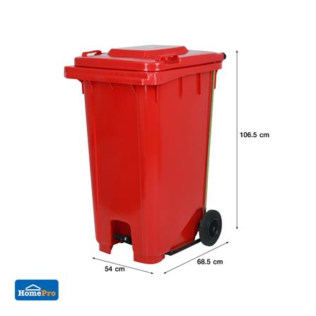ถังขยะเหลี่ยมขาเหยียบ ฝาเปิด-ปิด ACCO 240 ลิตร สีแดง_8
