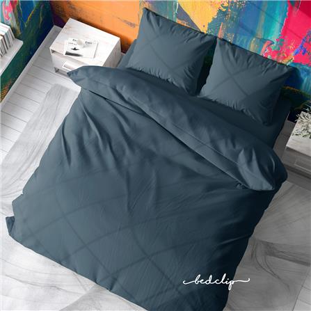 ชุดผ้าปูที่นอน 5 ฟุต 3 ชิ้น BED CLIP MICROTEX สีเทาอมฟ้า_0