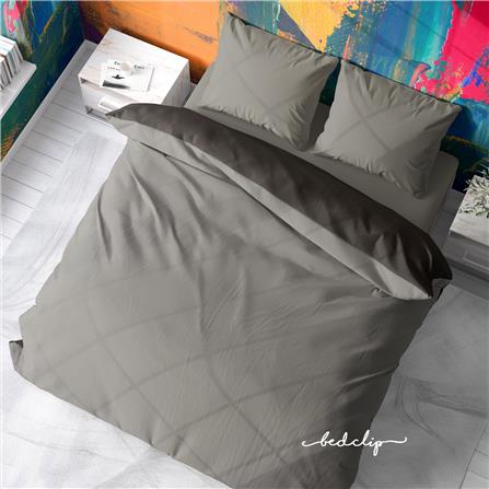 ชุดผ้าปูที่นอน 6 ฟุต 3 ชิ้น BED CLIP MICROTEX สีเทาอ่อน