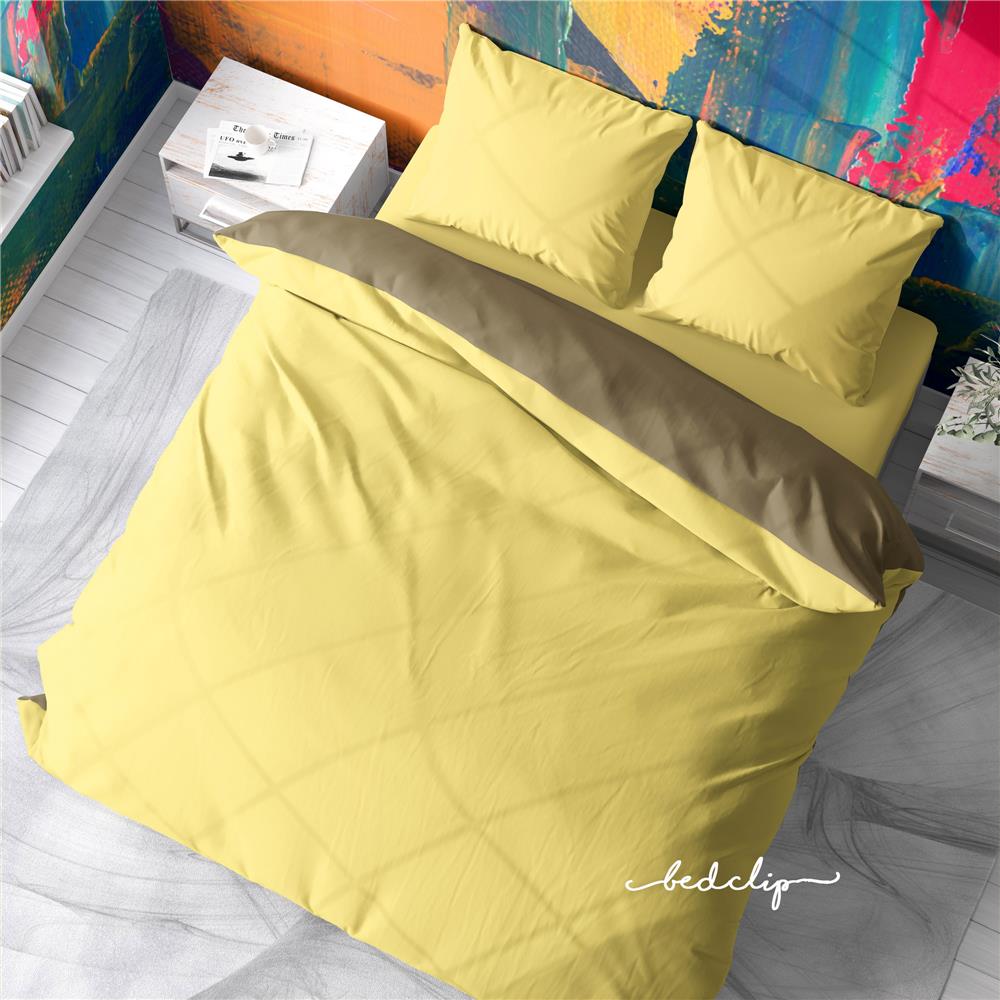 ชุดผ้าปูที่นอน 6 ฟุต 3 ชิ้น BED CLIP MICROTEX สีเหลืองนวล