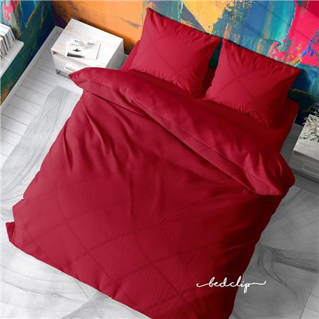 ชุดผ้าปูที่นอน 3.5 ฟุต 2 ชิ้น BED CLIP MICROTEX สีแดงอมชมพู_0
