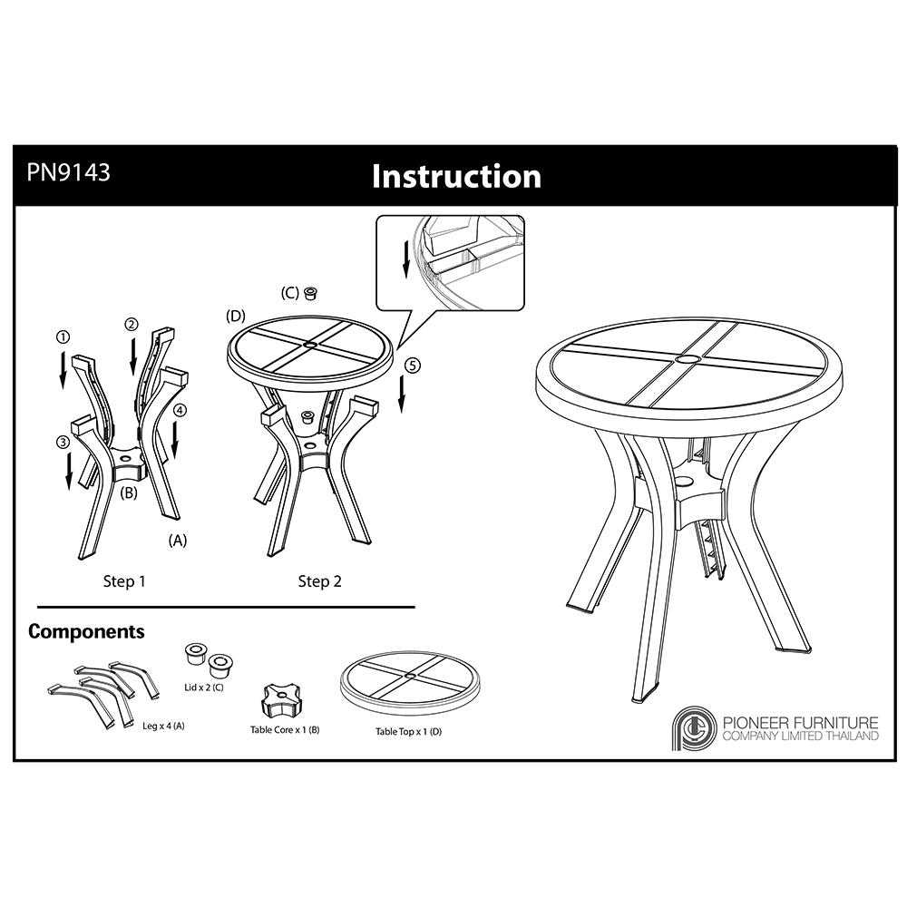 โต๊ะพลาสติก PIONEER PN9143 สีเขียว