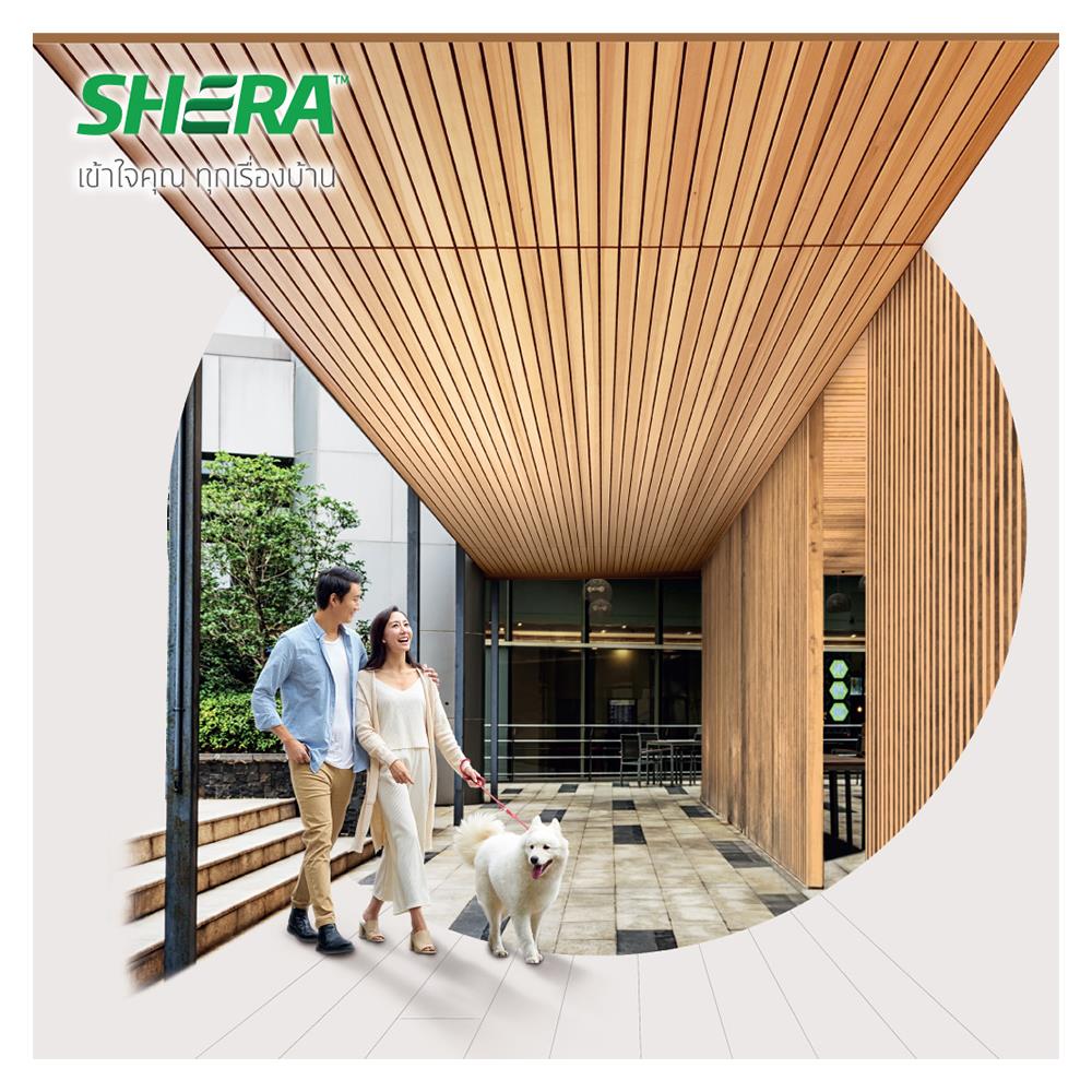 ไม้ระแนง SHERA ลายเสี้ยน ขอบวี หน้า 3 นิ้ว 0.8X7.5X300 ซม. สีบีช