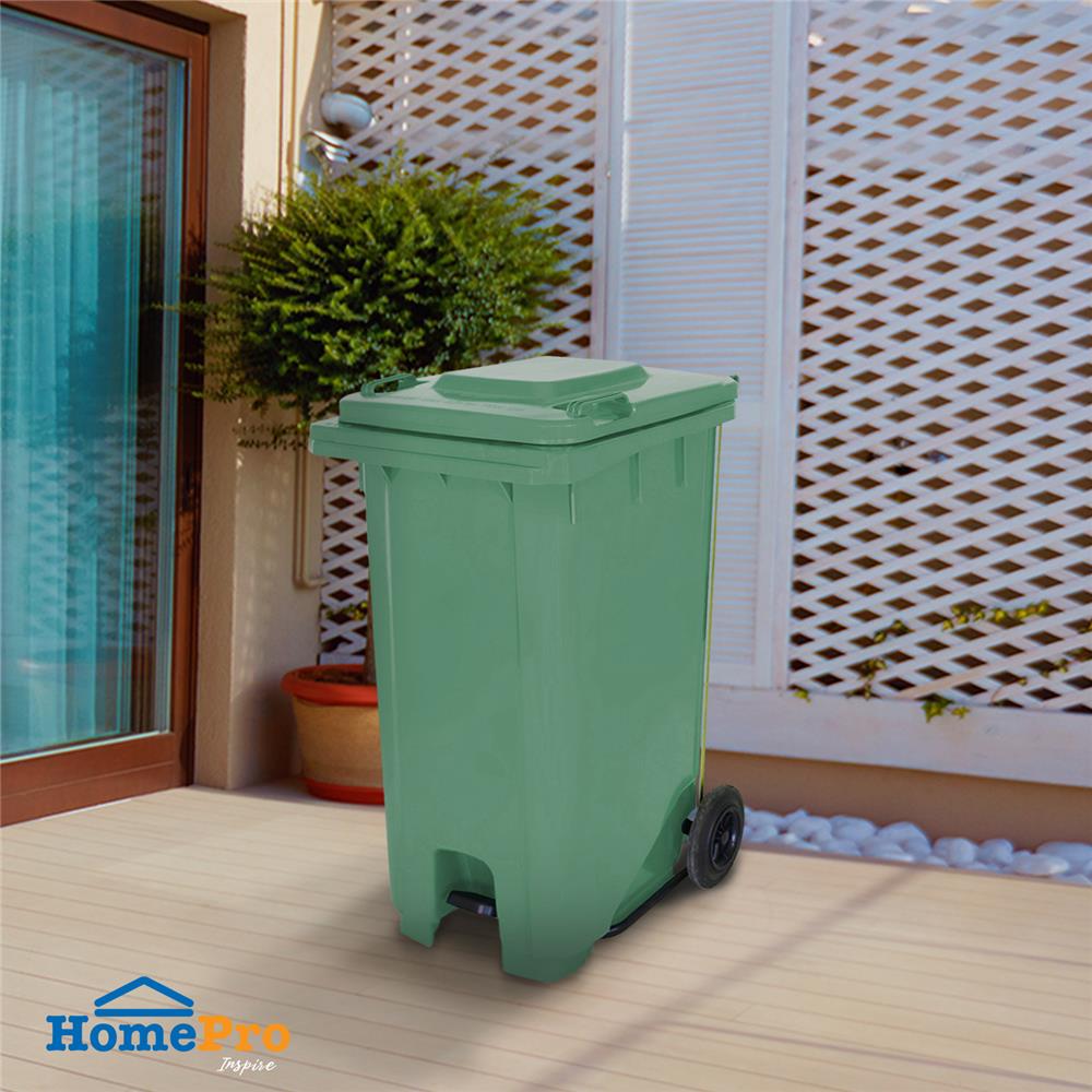 ถังขยะเหลี่ยมขาเหยียบ ฝาเปิด-ปิด ACCO 240 ลิตร สีเขียว
