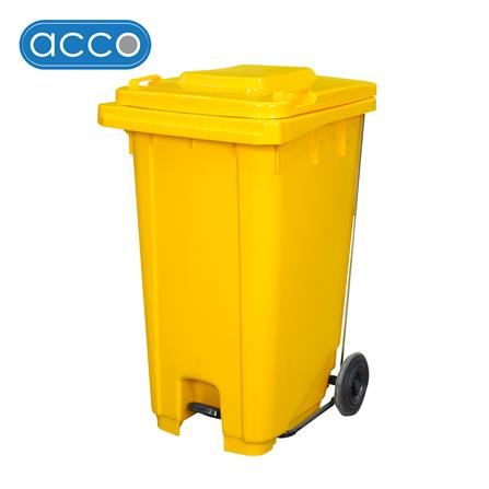 ถังขยะเหลี่ยมขาเหยียบ ฝาเปิด-ปิด ACCO 240 ลิตร สีเหลือง