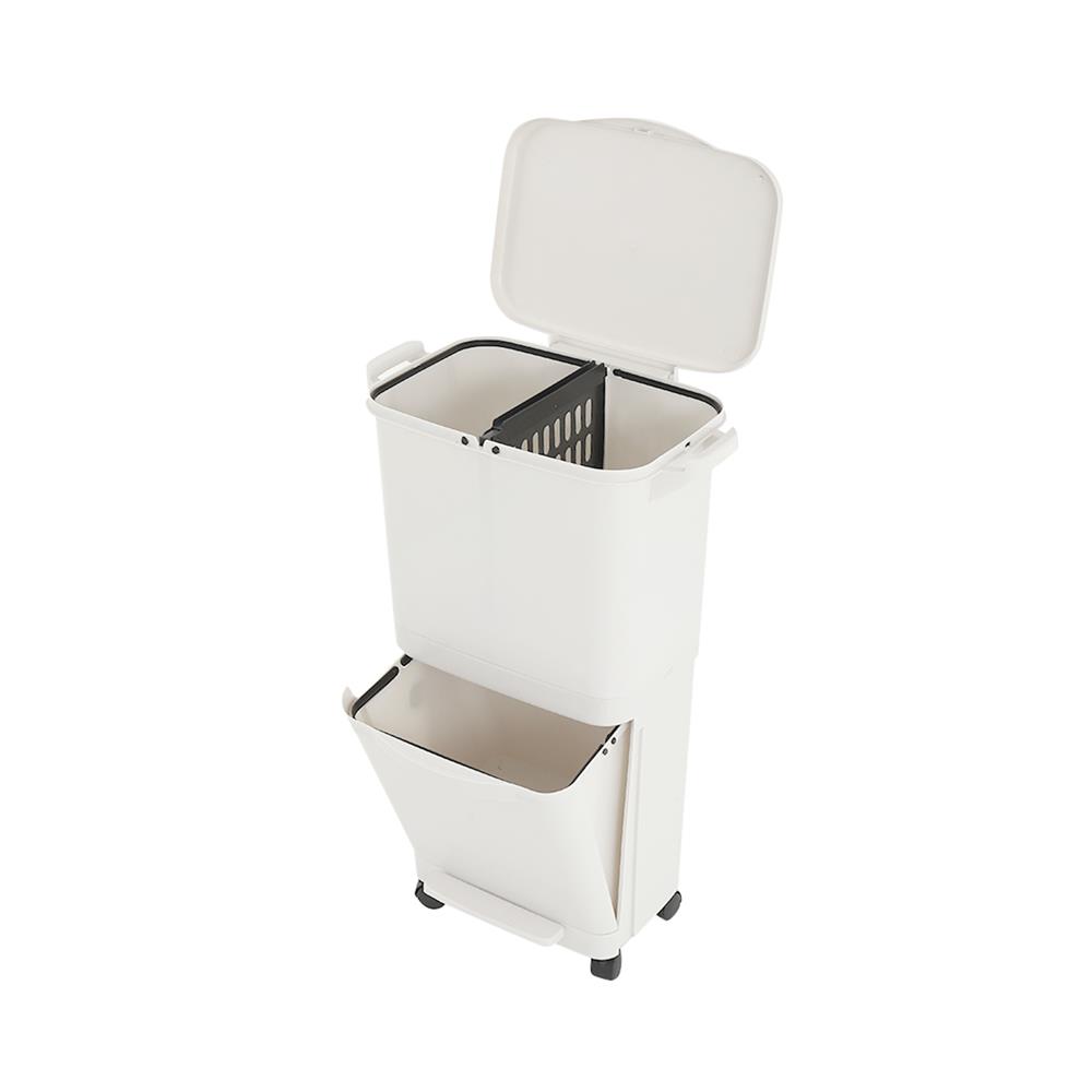 ถังขยะเหลี่ยม 2ชั้น มีล้อ ACCO SOJI ขนาด 45L สีขาว